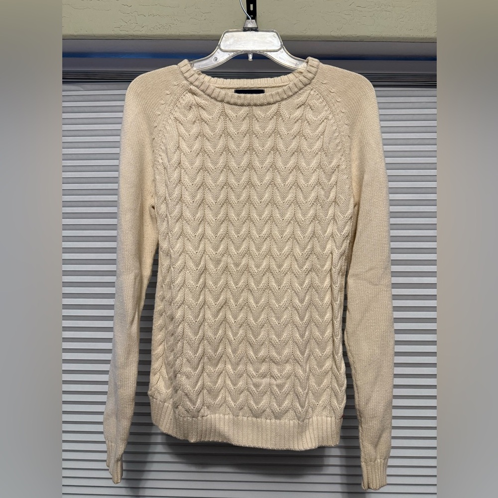 Lands' End Cream Cable Knit Sweater
